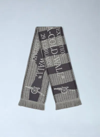 A-cold-wall* Logo Motif Fringe Scarf In Gray