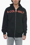 A-cold-wall* Logo Print Brushed Cotton Zipped Hoodie In Black
