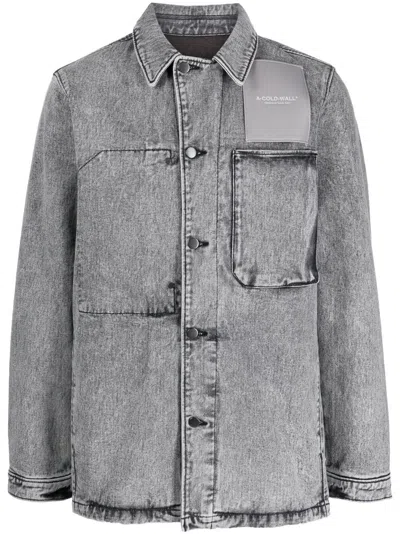 A-cold-wall* Logo-print Denim Jacket In Black/white