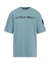 A-cold-wall* A Cold Wall Mens Faded Teal Overdye Logo-print Cotton-jersey T-shirt In Blue