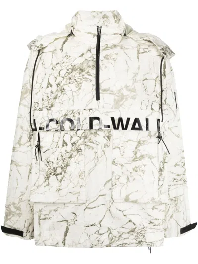 A-cold-wall* Marble-print Zip-up Jacket In Neutrals