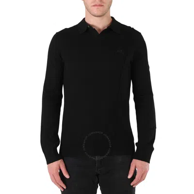 A-cold-wall* A Cold Wall Men's Black Long Sleeve Merino Wool Polo Shirt