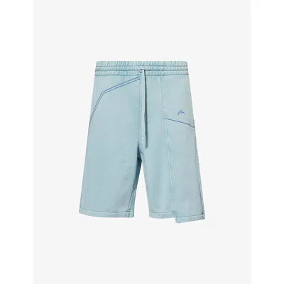 A-cold-wall* Mens Oblique Two-slip-pockets Cotton-jersey Shorts Grey-green Olive Grey Xl In Blue