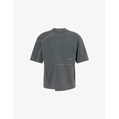 A-cold-wall* Mens Oblique Crewneck Cotton-jersey T-shirt Grey In Gray