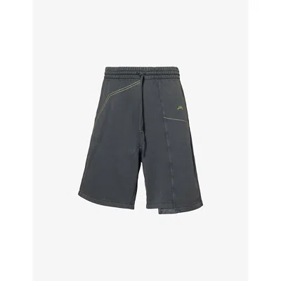 A-cold-wall* Mens Oblique Two-slip-pockets Cotton-jersey Shorts Grey Slate