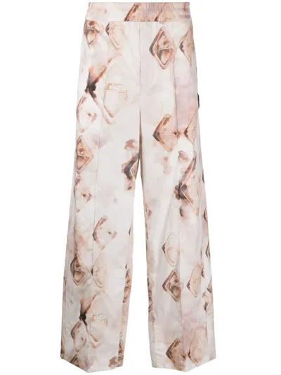 A-cold-wall* Diamond-monogram Cotton Trousers In Neutrals