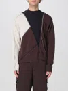 A-cold-wall* Patchwork Frayed Cotton-blend Sweater In Grey