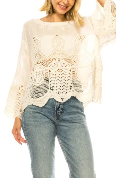 A Collective Story Crochet Hem Cotton Top In Neutral