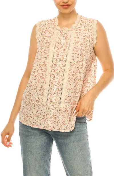 A Collective Story Disty Floral Lace Trim Top In Multi