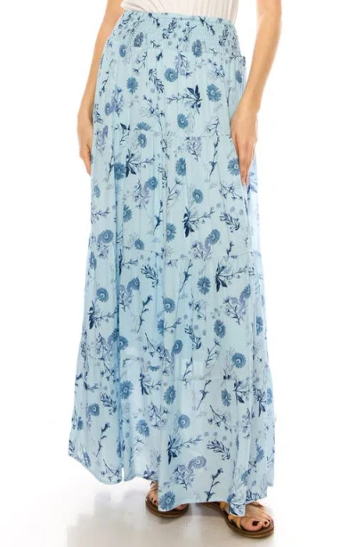 A Collective Story Floral Maxi Skirt In Blue