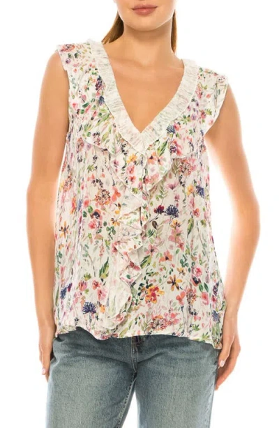 A Collective Story Floral Print Ruffle Top In Multi