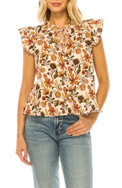 A Collective Story Floral Ruffle Hem Top In Multi