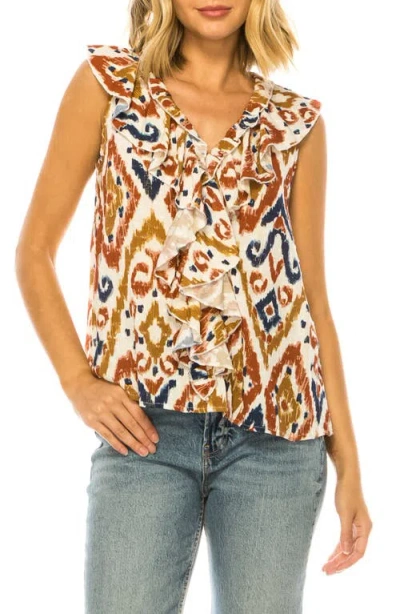 A Collective Story Ikat Ruffle Trim Top In Multi