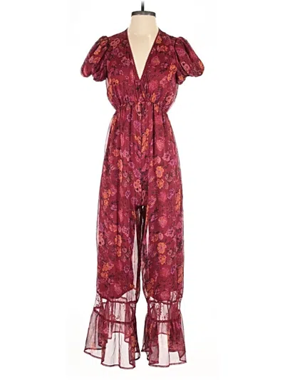 Pre-owned A Collective Story Jumpsuit In Burgundy