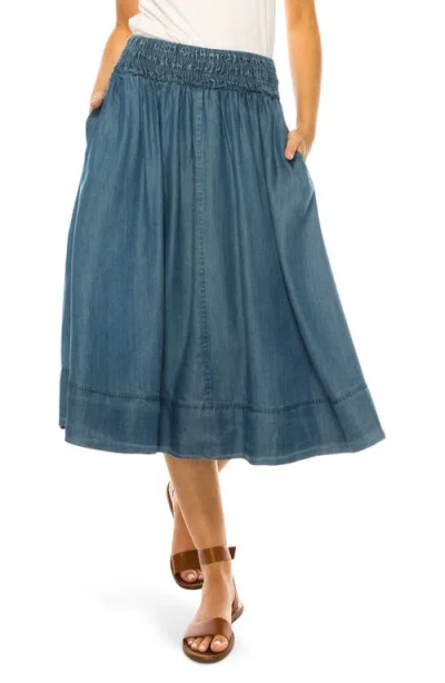 A Collective Story Smock Waist Midi Skirt In Blue