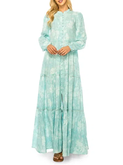 A Collective Story Women's Floral Tiered Maxi Dress In Light Jade