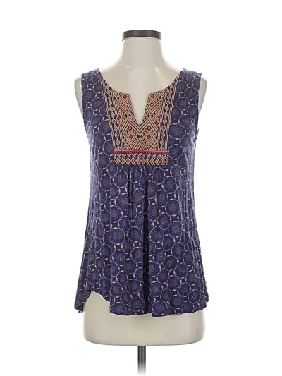 Pre-owned A Common Thread Sleeveless Blouse In Blue