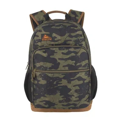 A D Sutton Ad Sutton Kelty Camo Backpack With Faux Leather Trim In Green