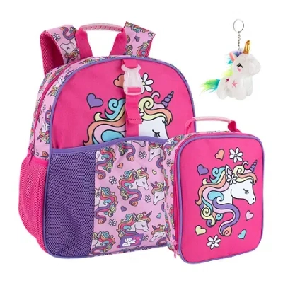 A D Sutton Kids' Ad Sutton Up We Go Unicorn 3 Piece Backpack Set In Pink