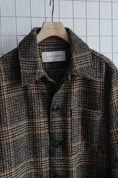 A Days March Algot Checked Wool Overshirt In Brown