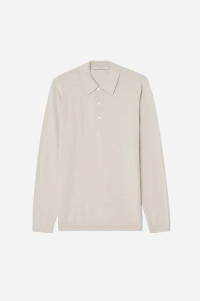 A Days March Ambroz Cotton Linen Polo Shirt In White