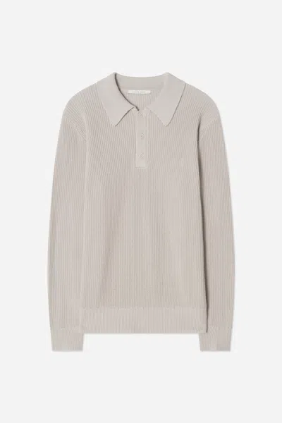 A Days March Avoch Rib Knit Polo Sweater In Gray