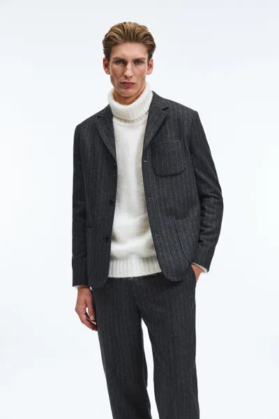 A Days March Bedford Pinstripe Wool Blazer In Black