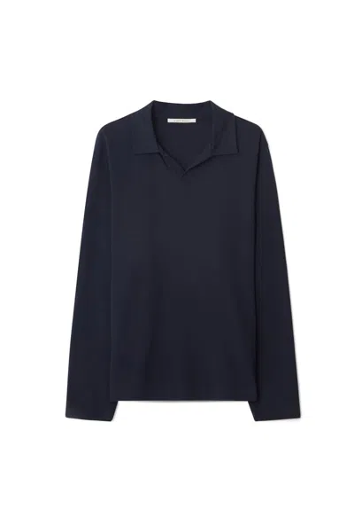 A Days March Branford Long Sleeve Jersey Polo In Blue