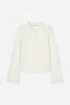 A Days March Clarice Cable Merino Polo Sweater In White
