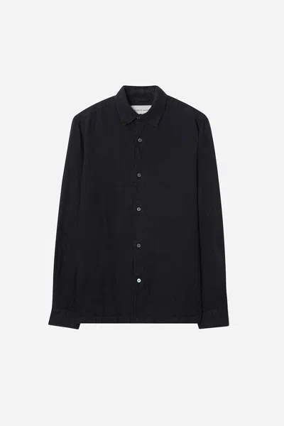 A Days March Clean Cut Linen Shirt In Black