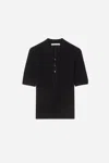 A Days March Dip Pointelle Short Sleeve Merino Polo In Black