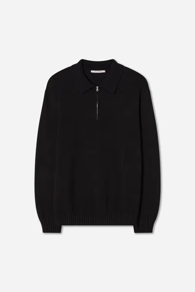 A Days March Elion Half-zip Cotton Polo Sweater In Black