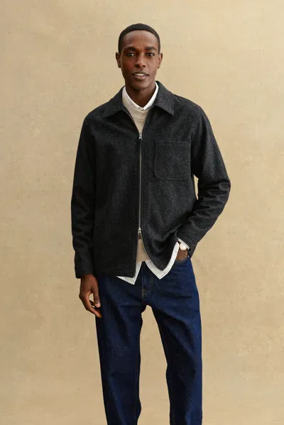A Days March Fraser Zip Wool Overshirt In Gray