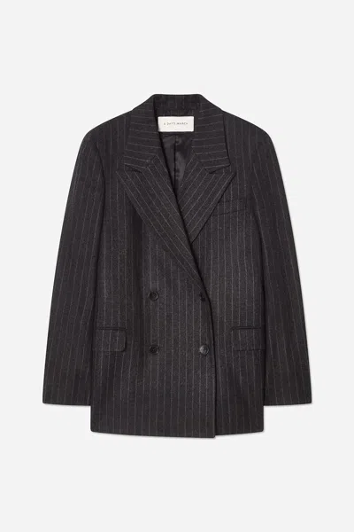 A Days March Inu Double Breasted Pinstripe Wool Blazer In Black