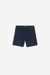A Days March Ipu Drawstring Linen Shorts - Herringbone In Blue