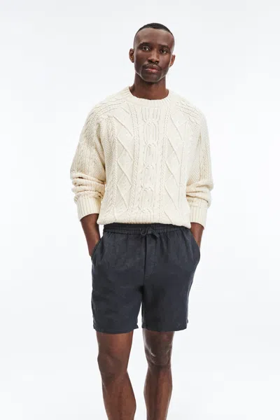 A Days March Ipu Drawstring Linen Shorts In Blue
