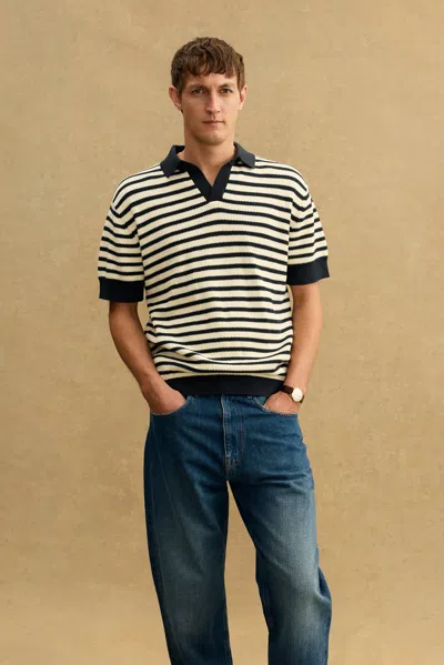A Days March Jeremy Striped Knitted Cotton Polo In Multi