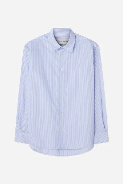 A Days March Landon Striped Poplin Shirt In Blue