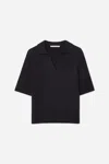 A Days March Lessing Open Collar Polo Shirt In Black