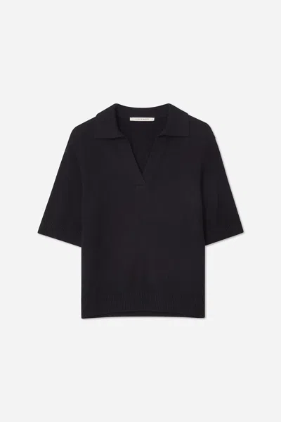 A Days March Lessing Open Collar Polo Shirt In Black