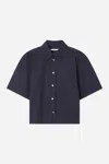 A Days March Mia Short Sleeve Striped Poplin Shirt In Blue