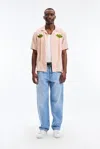 A Days March Owe Embroidered Palm Linen Shirt In Multi
