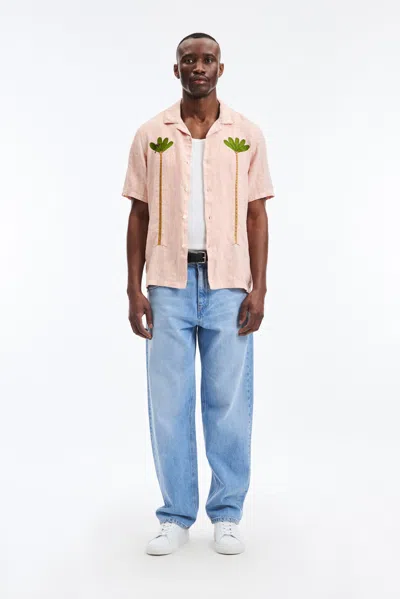 A Days March Owe Embroidered Palm Linen Shirt In Multi