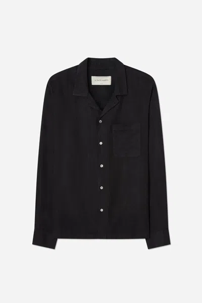 A Days March Russell Camp Collar Linen Shirt In Black