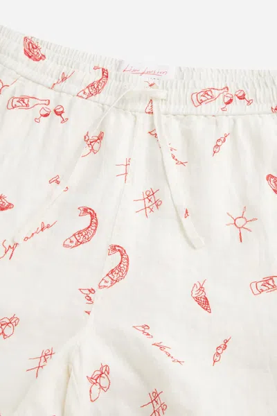 A Days March Vacay Drawstring Linen Shorts In White