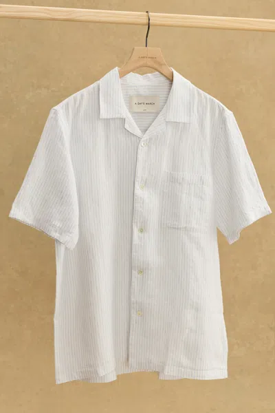 A Days March Yamu Striped Linen Shirt In Gray