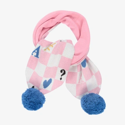 A Dee Kids' Girls Pink Checked Knitted Scarf