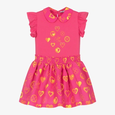 A Dee Kids' Girls Pink Cotton Heart Dress