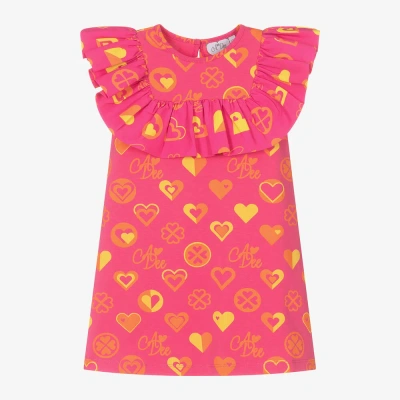 A Dee Kids' Girls Pink Cotton Ruffle Heart Dress