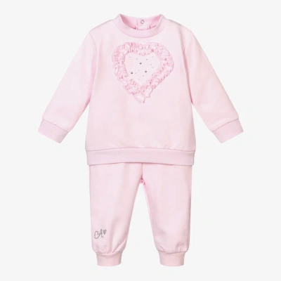 A Dee Babies' Girls Pink Cotton Tracksuit